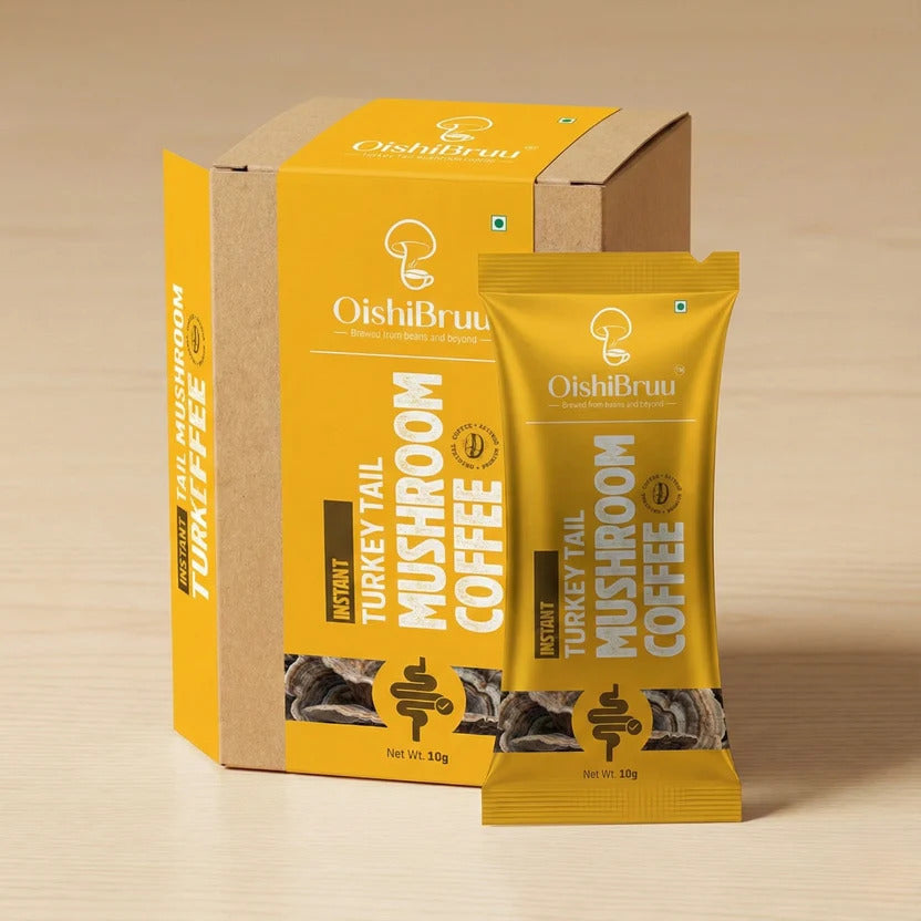 OishiBruu Instant Turkey Tail Mushroom Coffee sachet